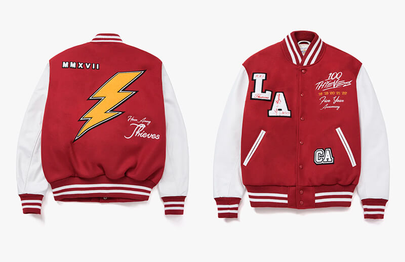 100 Thieves 5 Year Anniversary Colors Jacket Back and Front © 100T shop