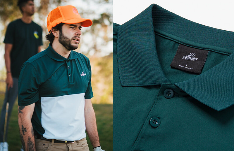 100 Thieves Country Club green and white Polo © 100 Thieves shop
