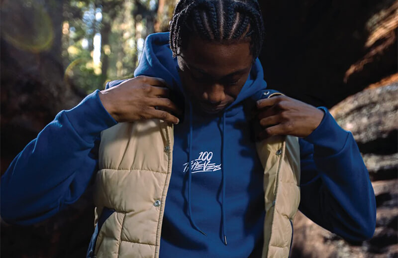 100T Fall-Winter 2022 Blue Hoodie © 100 Thieves shop