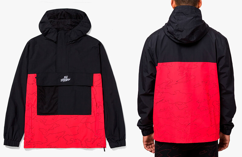 100T Foundations Spring Summer 2022 Black and Red Geoprint Anorak © 100 Thieves shop