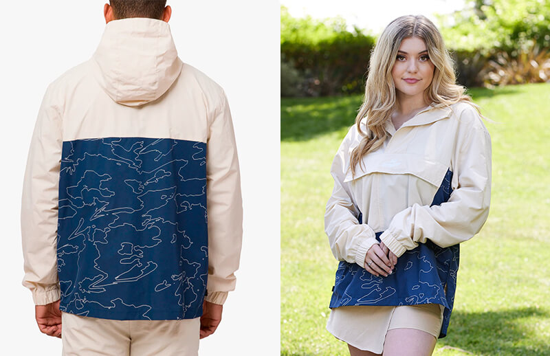 100T Foundations Spring Summer 2022 Bone and Navy Geoprint Anorak © 100 Thieves shop