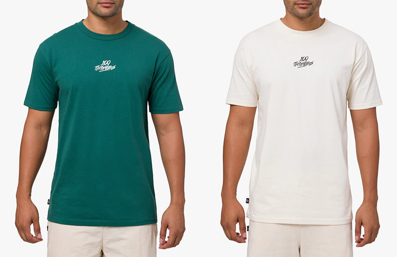 100T Foundations Spring Summer 2022 Green and White T-shirts © 100 Thieves shop