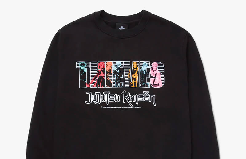 100T x Jujutsu Kaisen black crewneck Sweatshirts © 100 Thieves shop