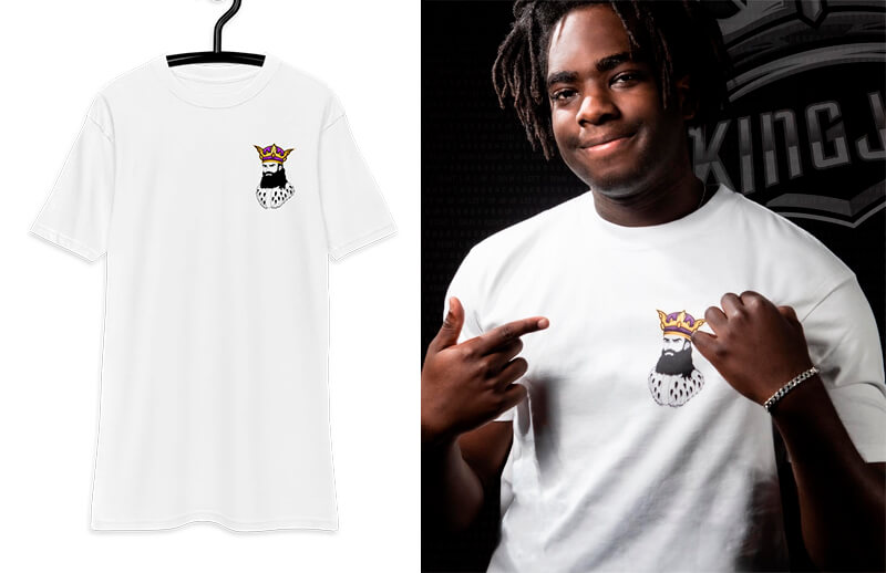 BuiltByGamers KingJay King white T-shirt © BuiltByGamers shop