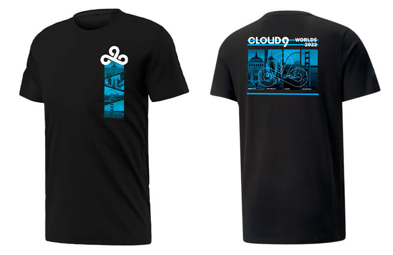 Cloud9 x PUMA Worlds 2022 black T-shirt © C9 store