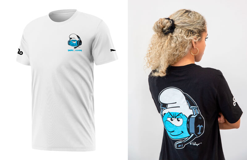 Cloud9 x The Smurfs gamer smurf logo T-shirt © C9 store