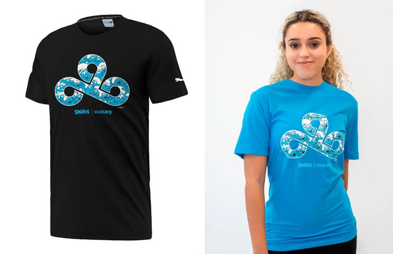 Cloud9 x The Smurfs logo T-shirt © C9 store