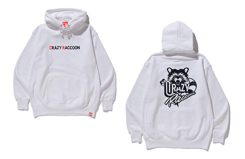 Crazy Raccoon's white Logo Hoodie © Crazy Raccoon store