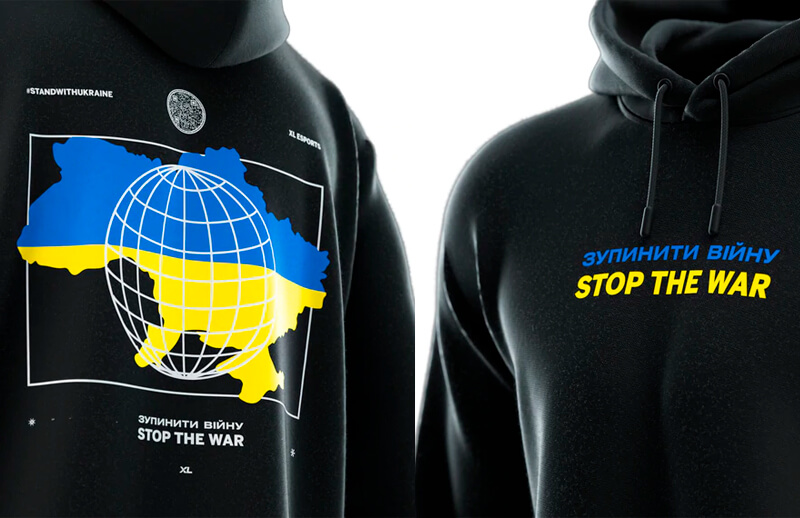 EXCEL STOP THE WAR Hoodie details © EXCEL shop