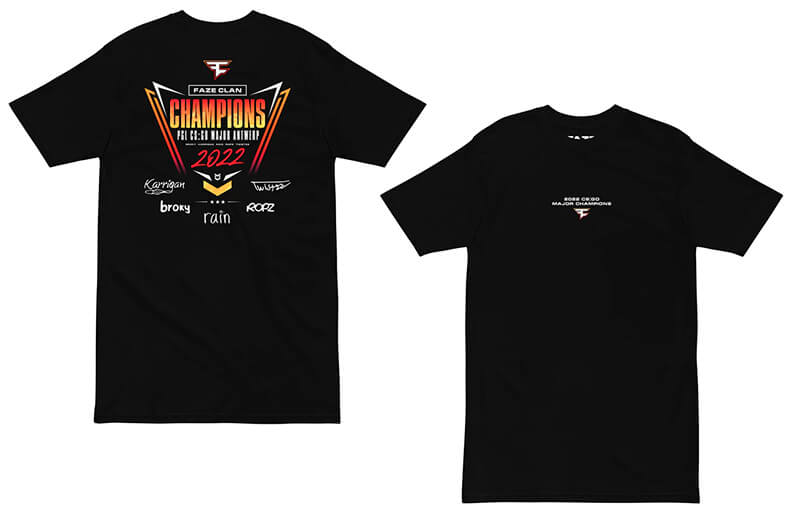 FaZe Clan x Naruto Shippuden PGL champion MAJOR ANTWERP 2022 T-shirt © FaZe Clan shop