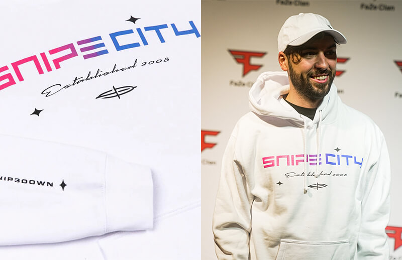 FaZe Clan x Snip3down Snipe City white Hoodie © FaZe Clan shop