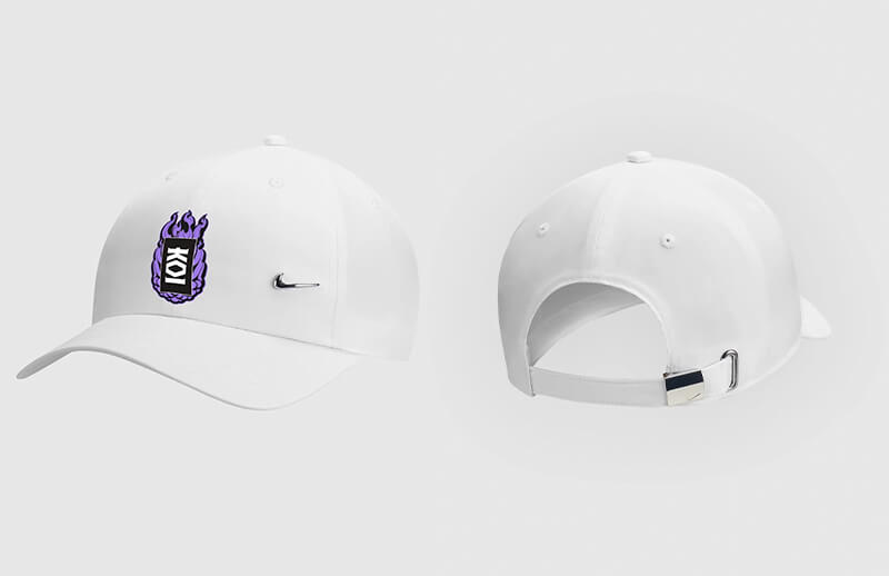 KOI x Nike metal white Cap © KOI shop