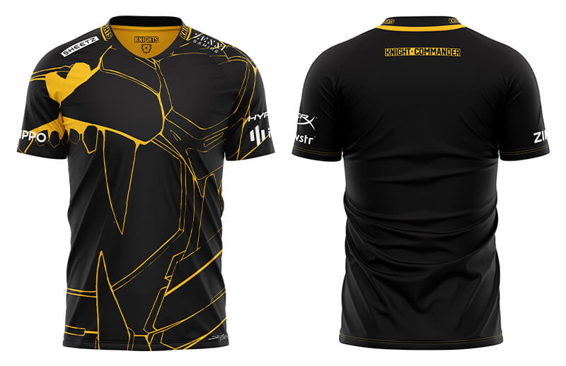 Knights Black and Gold Commander Jersey back and front © Knights shop