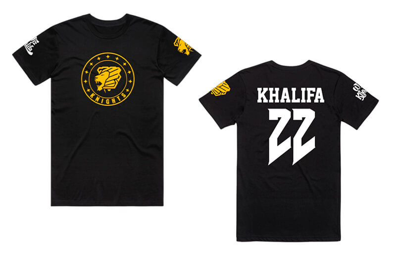 Knights x Wiz Khalifa Limited Ed. T-shirt Back and Front © Knights shop