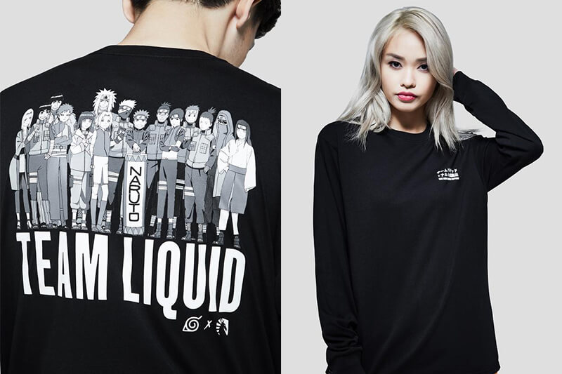 Leaf village long sleeve tee black - Team Liquid X Naruto