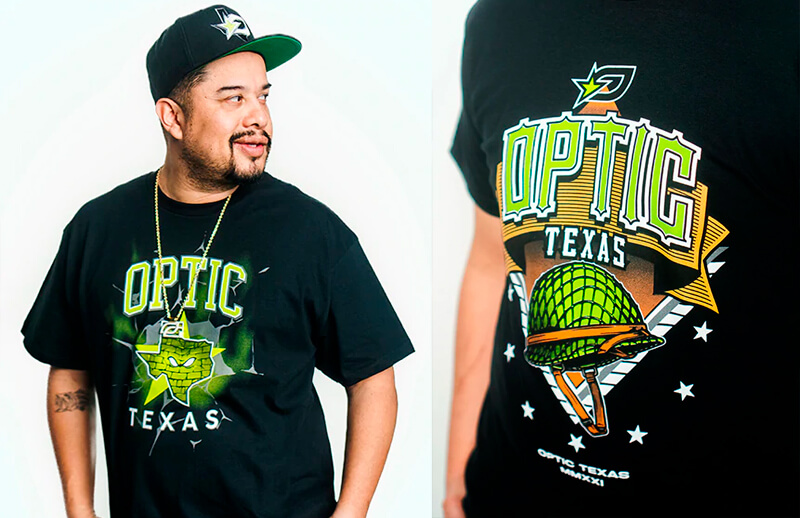 OpTic Texas Origins Armor T-shirt and GreenWall T-shirt © OpTic Texas shop