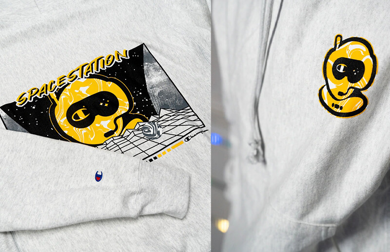 SSG x Champion Limited Edition Hoodie details © SpaceStation Gaming shop