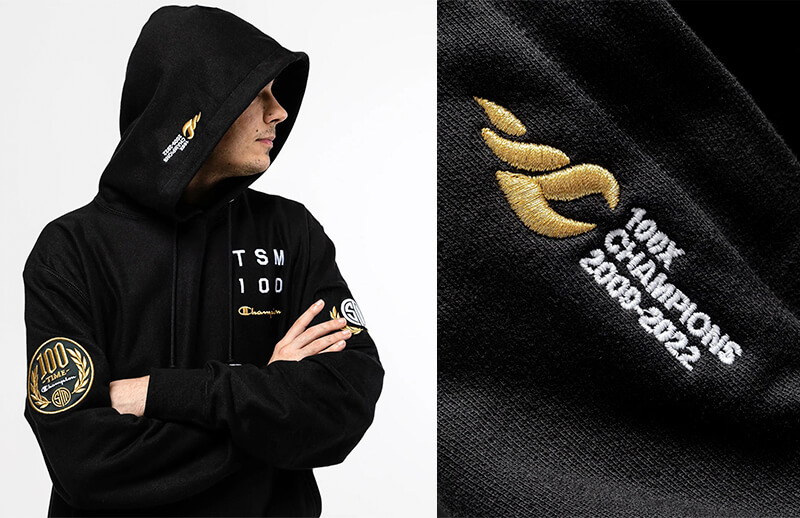 TSM x Champion #TSM100 Hoodie model © Team SoloMid shop