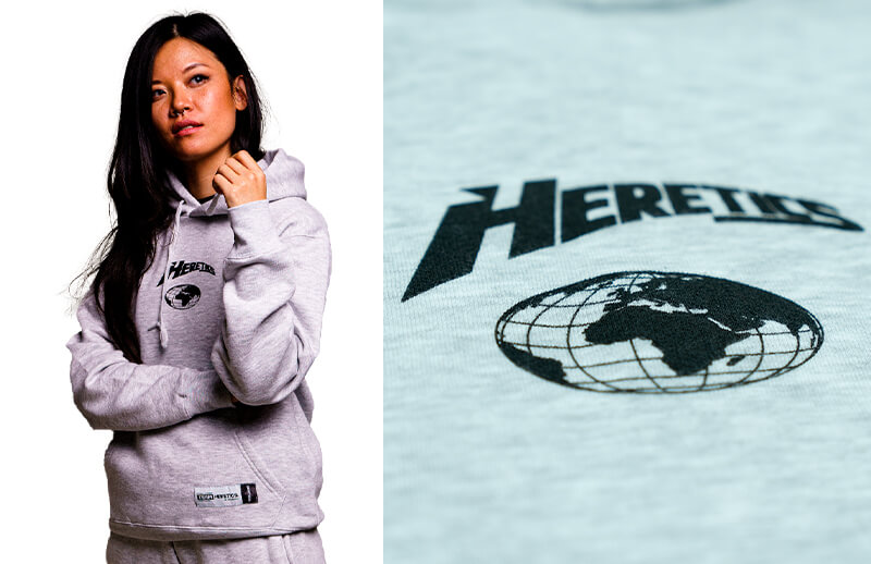 Heretics Essentials grey hoodie © Team Heretics shop